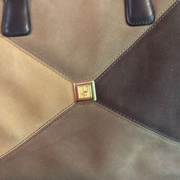 DIANE VON FURSTENBERG DVF FAUX SUEDE TRIPLE COMPARTMENT TRAVEL OVERNIGHT BAG EUC - Picture 5 of 14